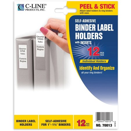 C-Line Products Self Adhesive Binder Labels, 3/4"x2-1/2", 12/PK, Clear 12PK CLI70013